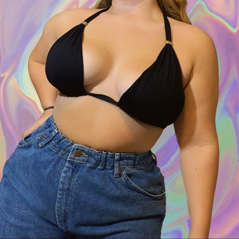 Ralph Lauren Black Bikini Top with Gold Details